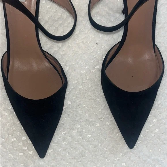 Tabitha Simmons Heels Allie Mule Black Suede Heels Closed Toe Size 40.5 US 10.5 - Picture 3 of 9